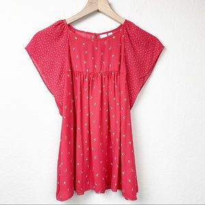 Gap Floral Flutter Sleeve Blouse Pink Flowers SP